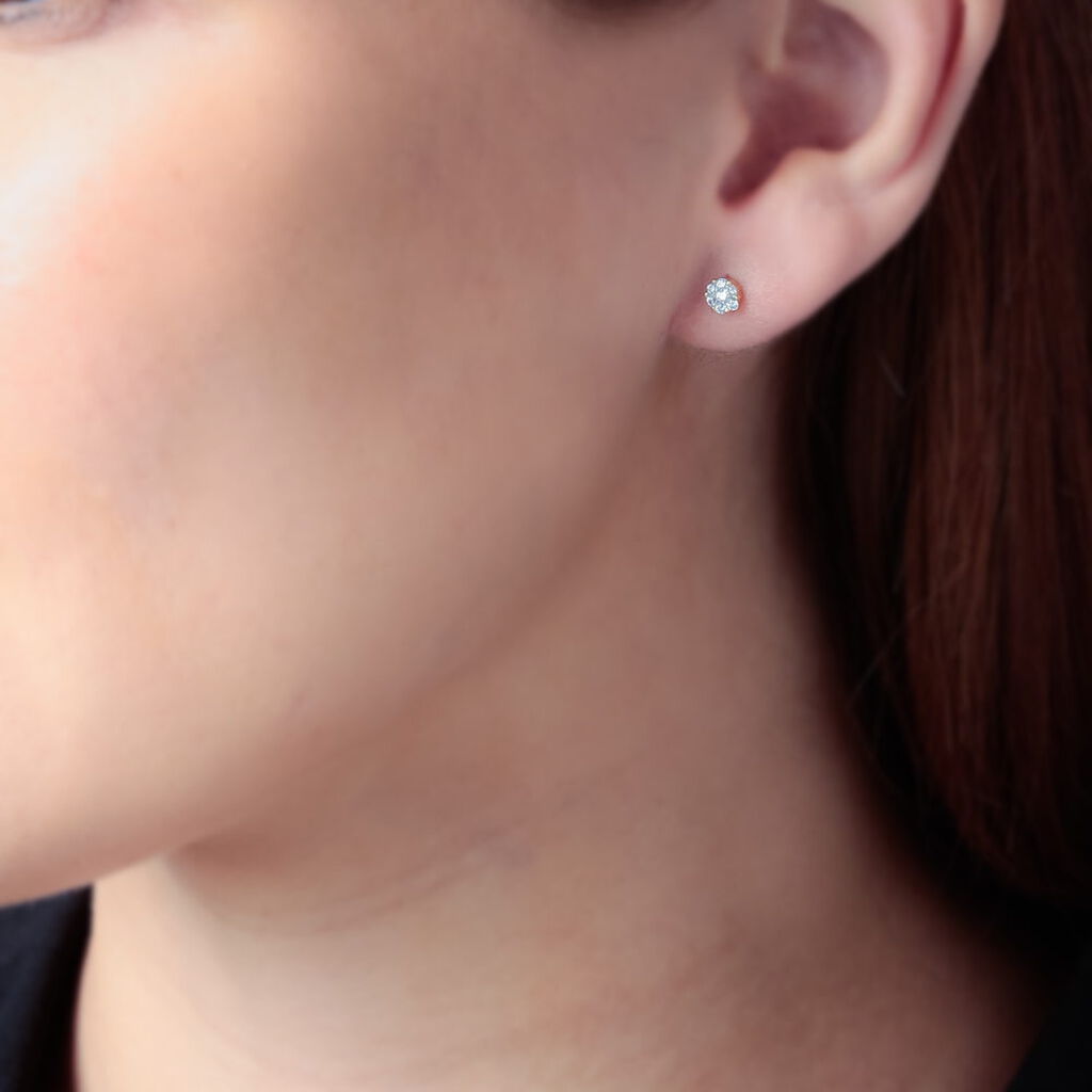 LIDIA 1 Damen Ohrstecker Gold 375 (9 Karat) Zirkonia Wei&szlig; Blume
