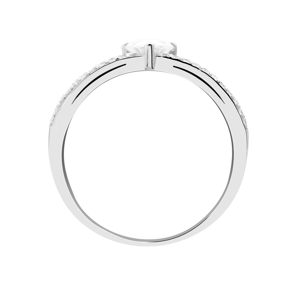 Damen Ring Wei&szlig;gold 375 (9 Karat) Zirkonia Wei&szlig; Tropfen