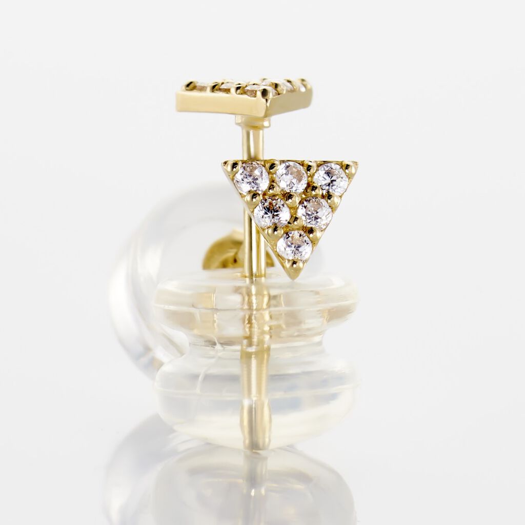 Damen Ohrstecker Gold 375 (9 Karat) Zirkonia Wei&szlig; 0,1 ct Dreieck