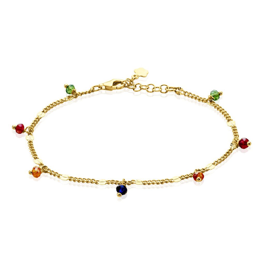 Damen Armband Silber vergoldet 925 Glas Multicolour Romana 1,10mm 19cm - Armbänder Damen | OROVIVO