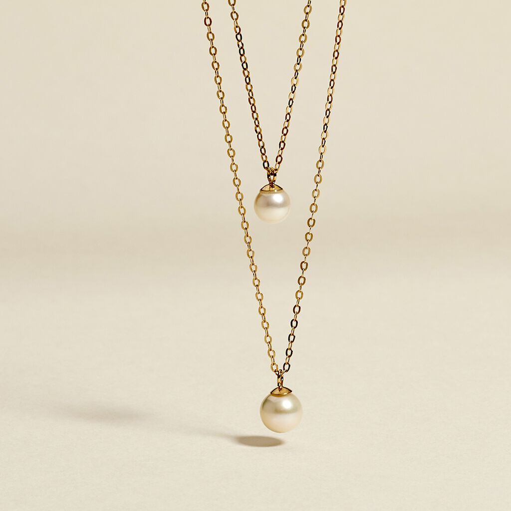 Damen Collier Gold 375 (9 Karat) Zuchtperle Perlmutt