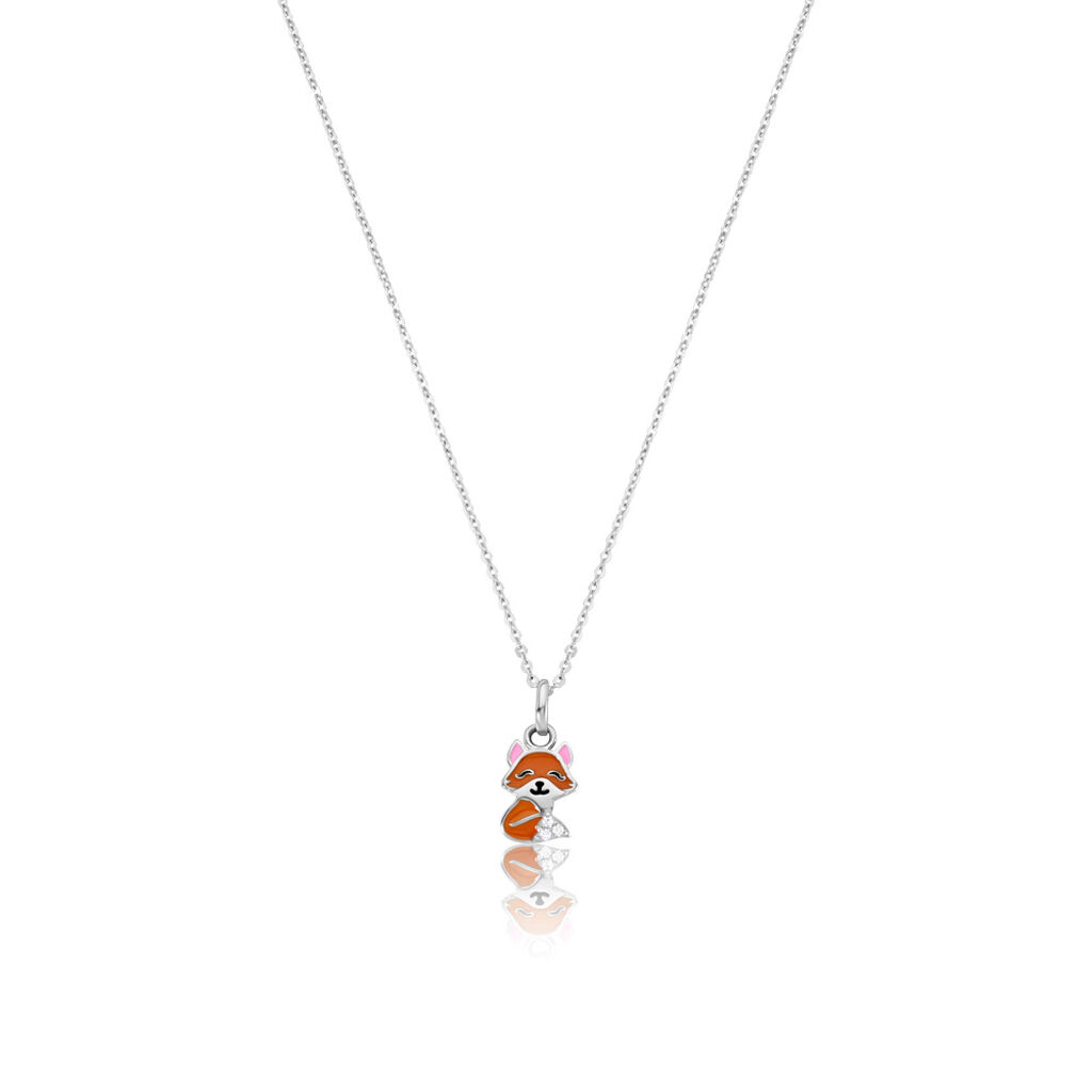 FOXY Kinder Collier Silber 925 Zirkonia Wei&szlig; Fuchs