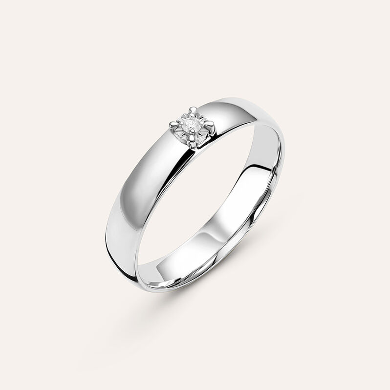 Fede Comoda 4 mm Oro Bianco Diamante - Spannringe Damen | OROVIVO