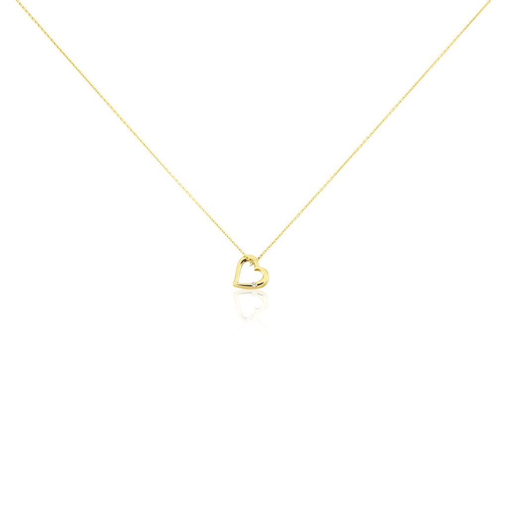 Herz Easy Damen Collier Gold 375 (9 Karat) Diamant Wei&szlig; 0,01 ct Herz B 0,7 mm