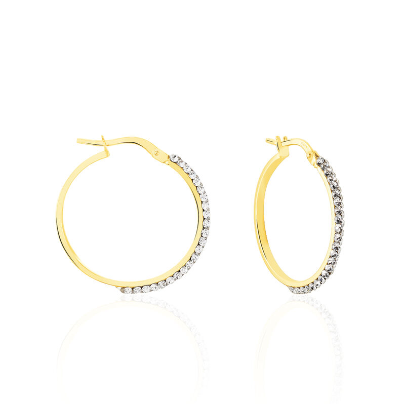 TYHANA Damen Creolen Gold 375 (9 Karat) Strass Wei&szlig; B 2 mm - Creolen Damen | OROVIVO