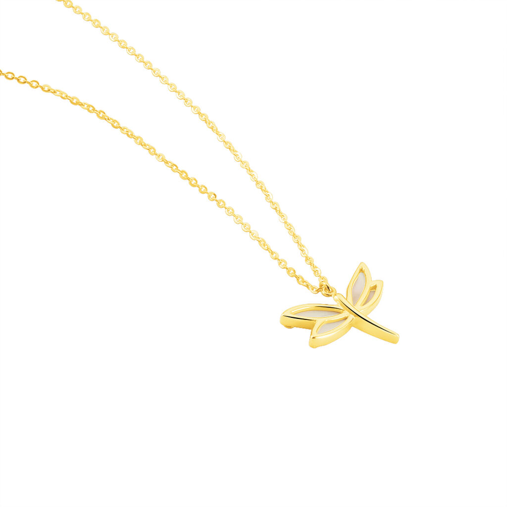 Damen Collier Gold 375 Perlmutt Perlmutt Libelle Libelle - Halsketten Damen | OROVIVO