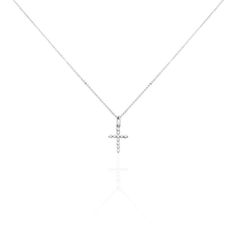 NORINE 01 Damen Collier Silber 925 Zirkonia Wei&szlig; Religi&ouml;ses Kreuz - Halsketten Damen | OROVIVO