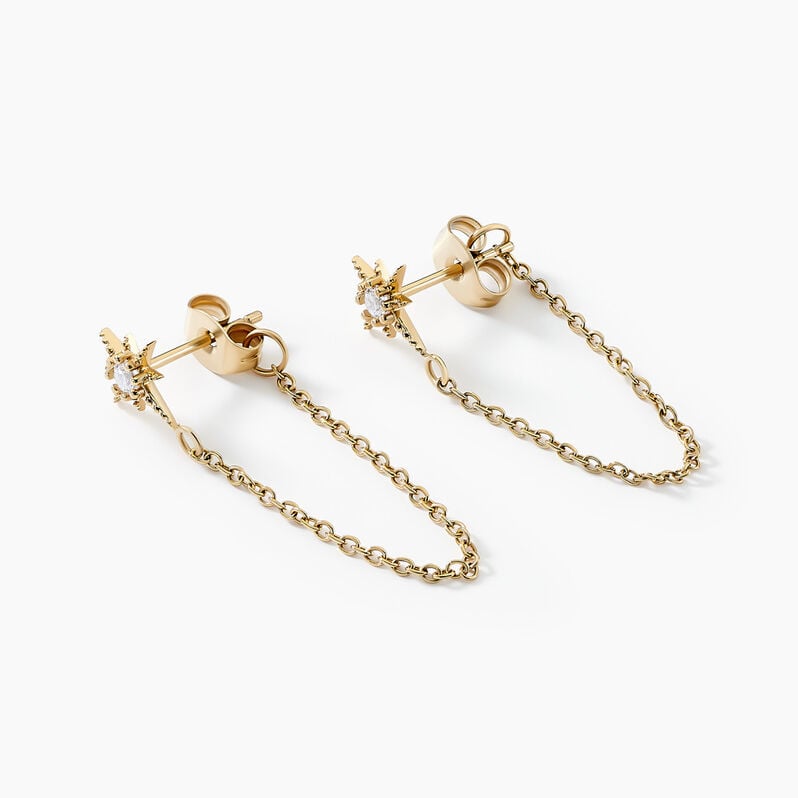 Boucles D'oreilles Pendantes Acier Doré Oxyde De Zirconium - Spannringe Damen | OROVIVO
