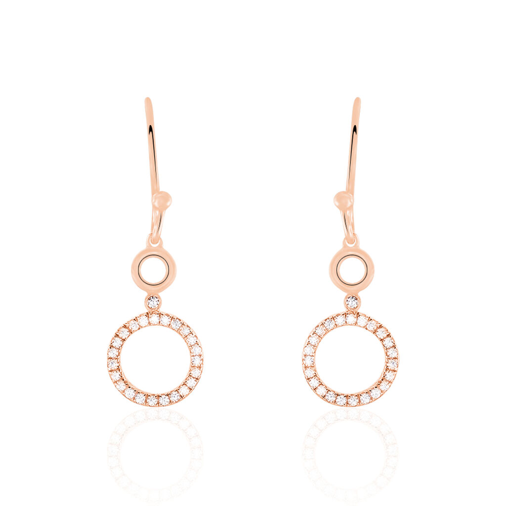 Thumbnail - DEVOJKA Damen Ohrringe Lang Silber rosevergoldet 925 Zirkonia Weiß Kreis, Ohrringe Lang mit Stein