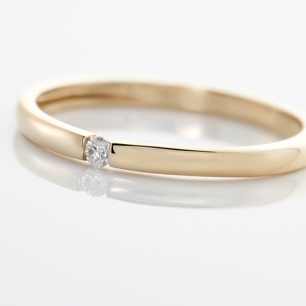 Graz Damen Ring Gold 375 (9 Karat) Diamant Wei&szlig; 0,03 ct B 1,8 mm