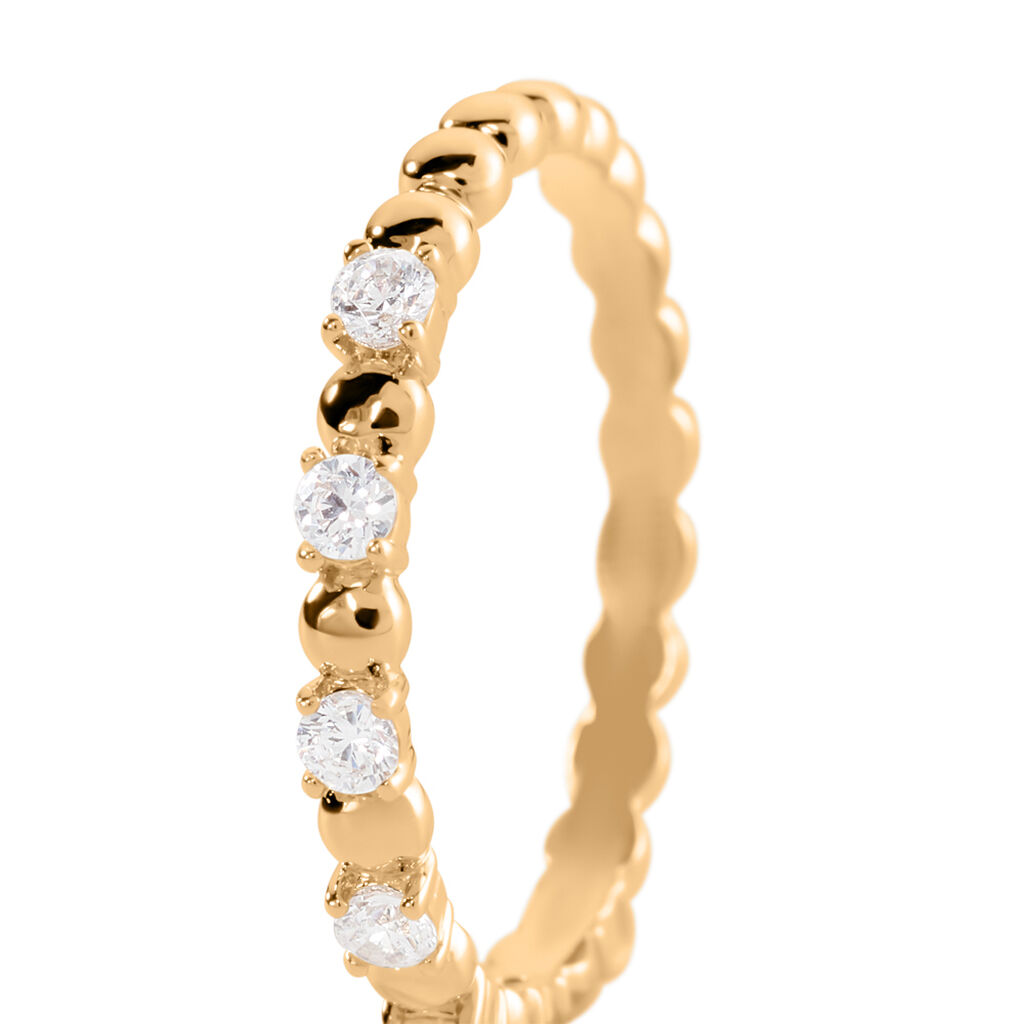 AMAYA Damen Ring Vergoldet Zirkonia Wei&szlig;