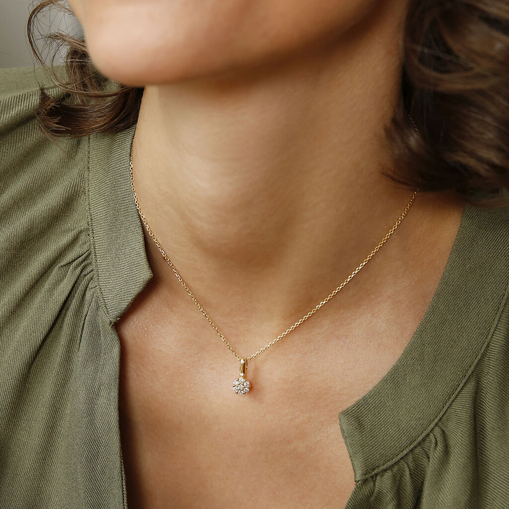 CAROCLA Damen Anh&auml;nger Gold 585 (14 Karat) Diamant Wei&szlig; 0,05 ct