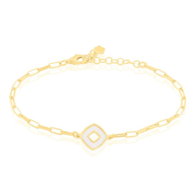 BORBENA Damen Armband Silber vergoldet 925 Perlmutt Wei&szlig; Raute - Armb&auml;nder mit Anh&auml;nger Damen | OROVIVO