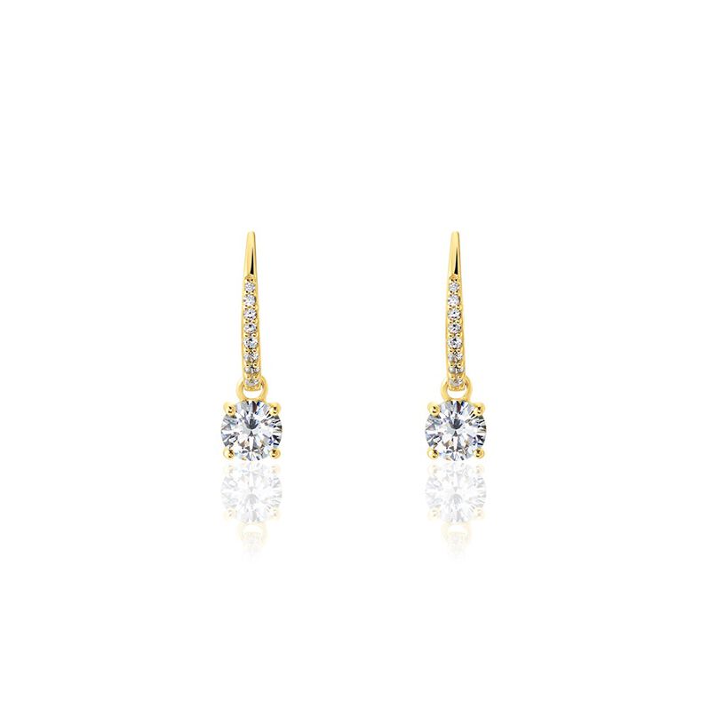PAULINA Damen Ohrringe Lang Silber vergoldet 925 Zirkonia Weiß 2,7 ct - Ohrringe mit Stein Damen | OROVIVO