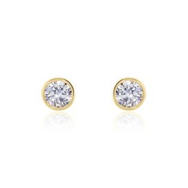 Damen Ohrstecker 18 Karat Vergoldet Zirkonia 6mm Malena - Ohrstecker Damen | OROVIVO
