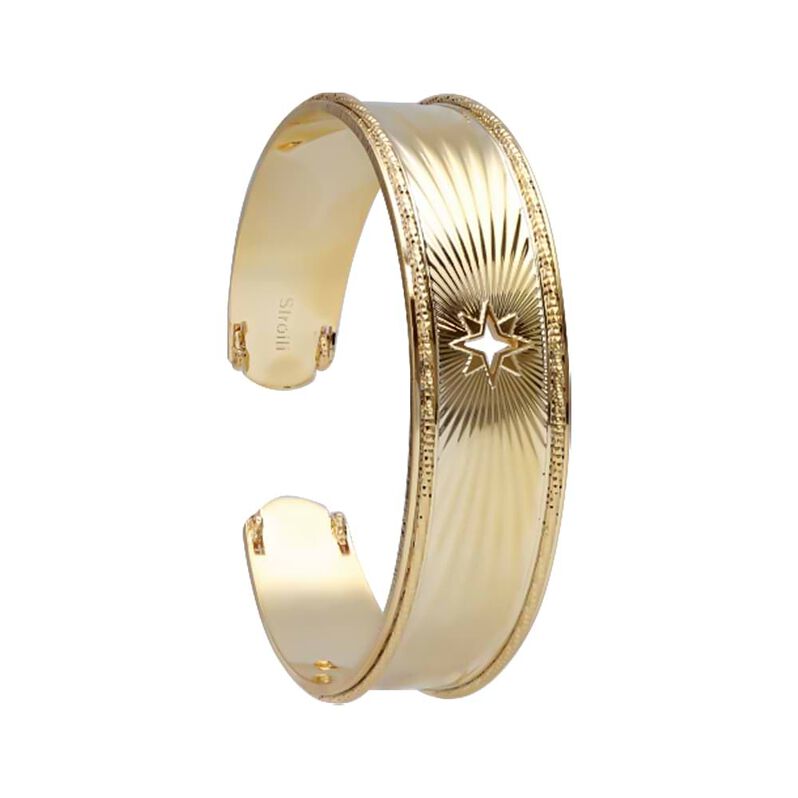 Bracciale bangle rosa dei venti in bronzo doratoBangle placcato oro con pietra blu e zirconi - Spannringe Damen | OROVIVO
