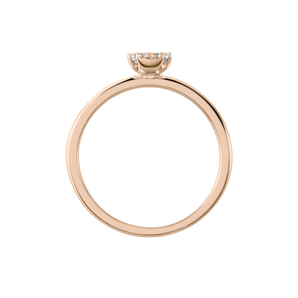 BINA Damen Ring Rosegold 375 (9 Karat) Zirkonia Wei&szlig; B 1,85 mm