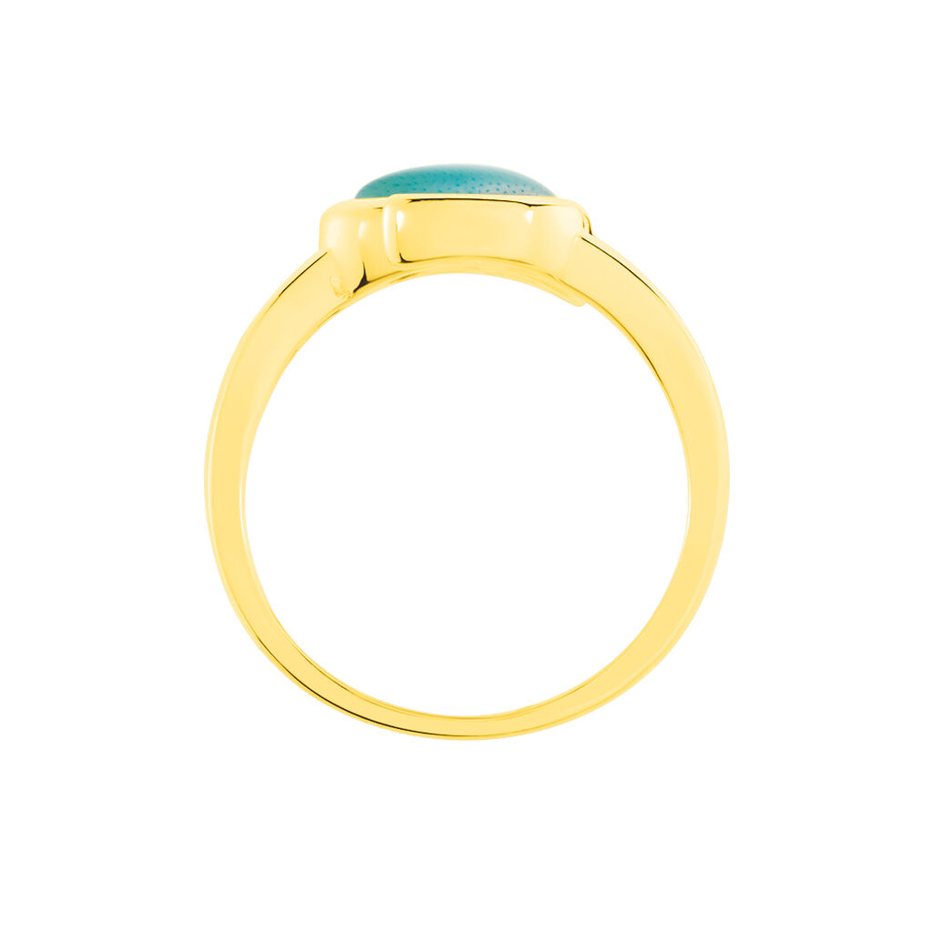 YANICA Damen Ring Silber vergoldet 925 Glas T&uuml;rkis Mandel