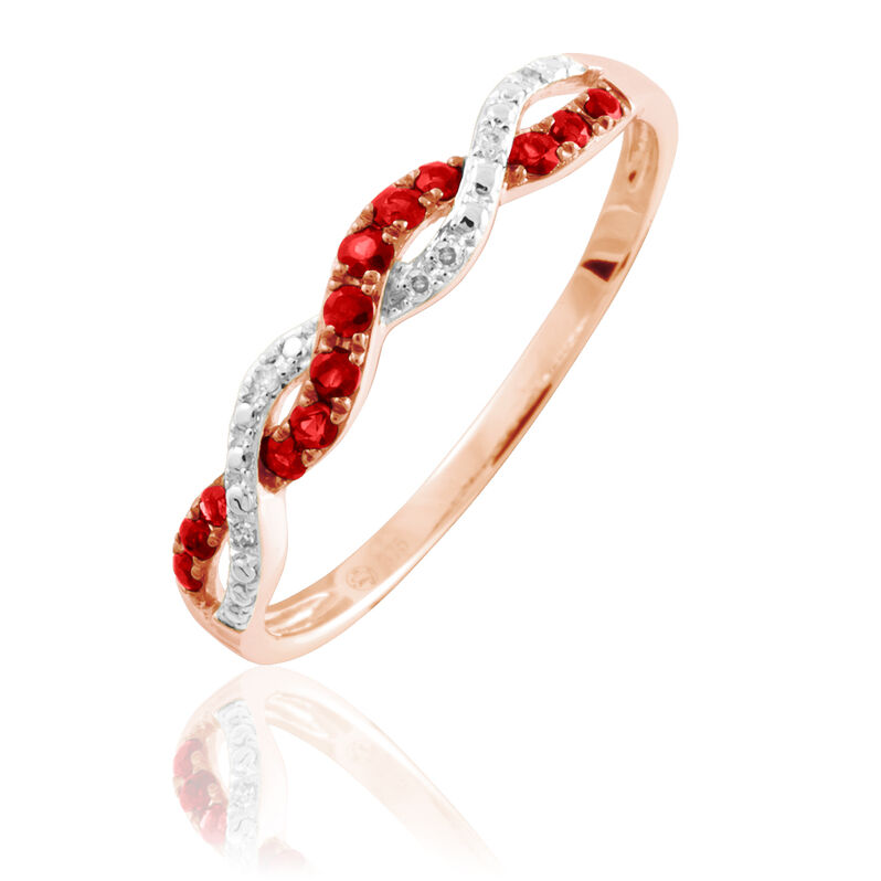 Bague Sofia Or Rose Rubis Et Diamant - Spannringe Damen | OROVIVO