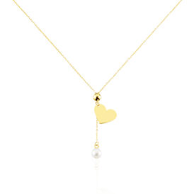 Damen Halskette Gold 375 Zuchtperle Herz - Herzketten Damen | OROVIVO