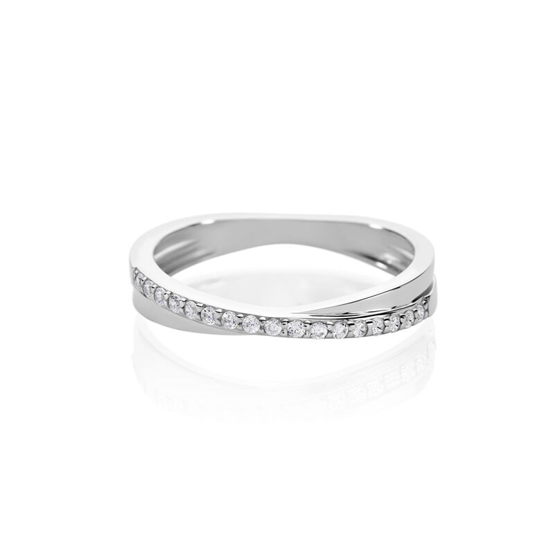 ELLIANA Damen Ring Silber 925 Andere Steine Wei&szlig; Balken - Ringe mit Stein Damen | OROVIVO