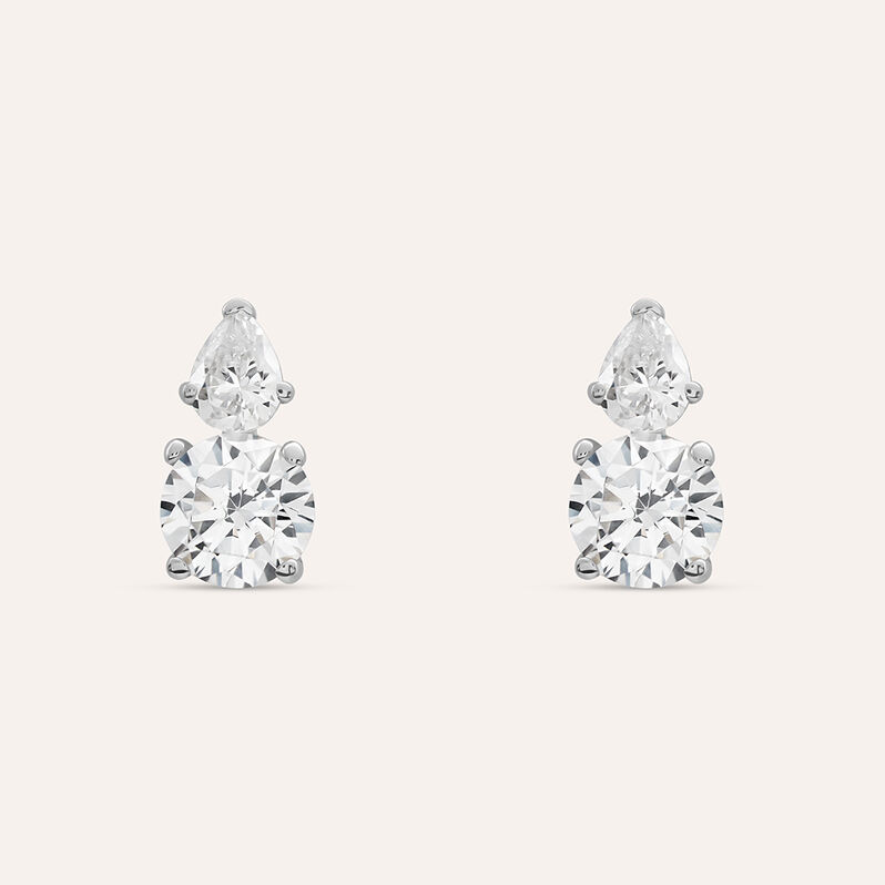 Orecchini Lobo Doppio Punto Luce Claire Oro Bianco Cubic Zirconia - Spannringe Damen | OROVIVO