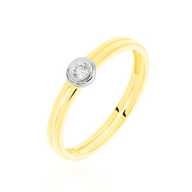 Solitärring Gold 585 Bicolor Diamant 0,07ct - Ringe mit Edelsteinen Damen | OROVIVO
