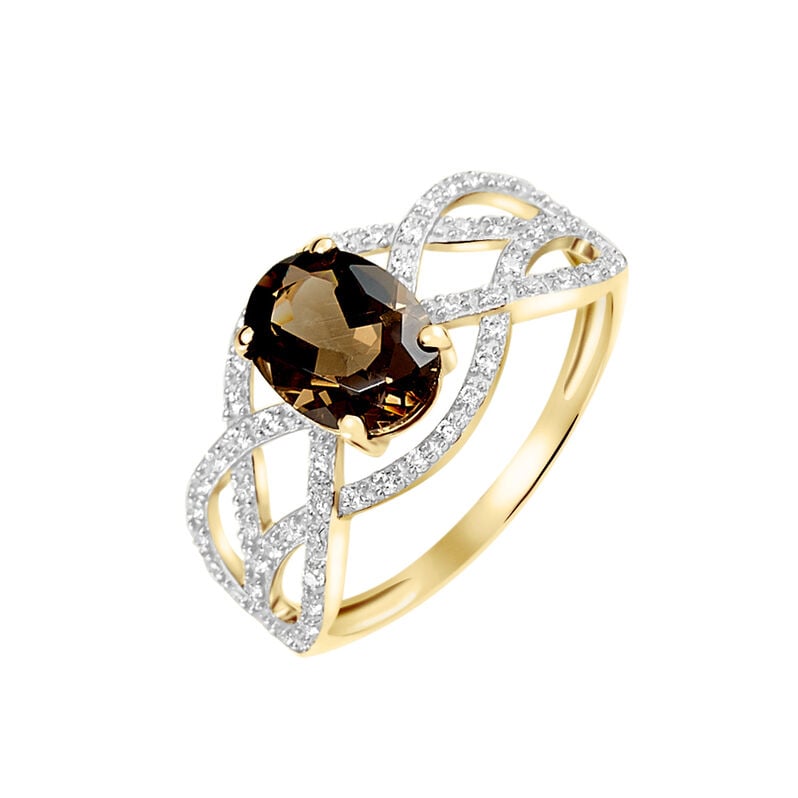 Bague Tina Or Jaune Quartz Et Oxyde De Zirconium - Spannringe Damen | OROVIVO