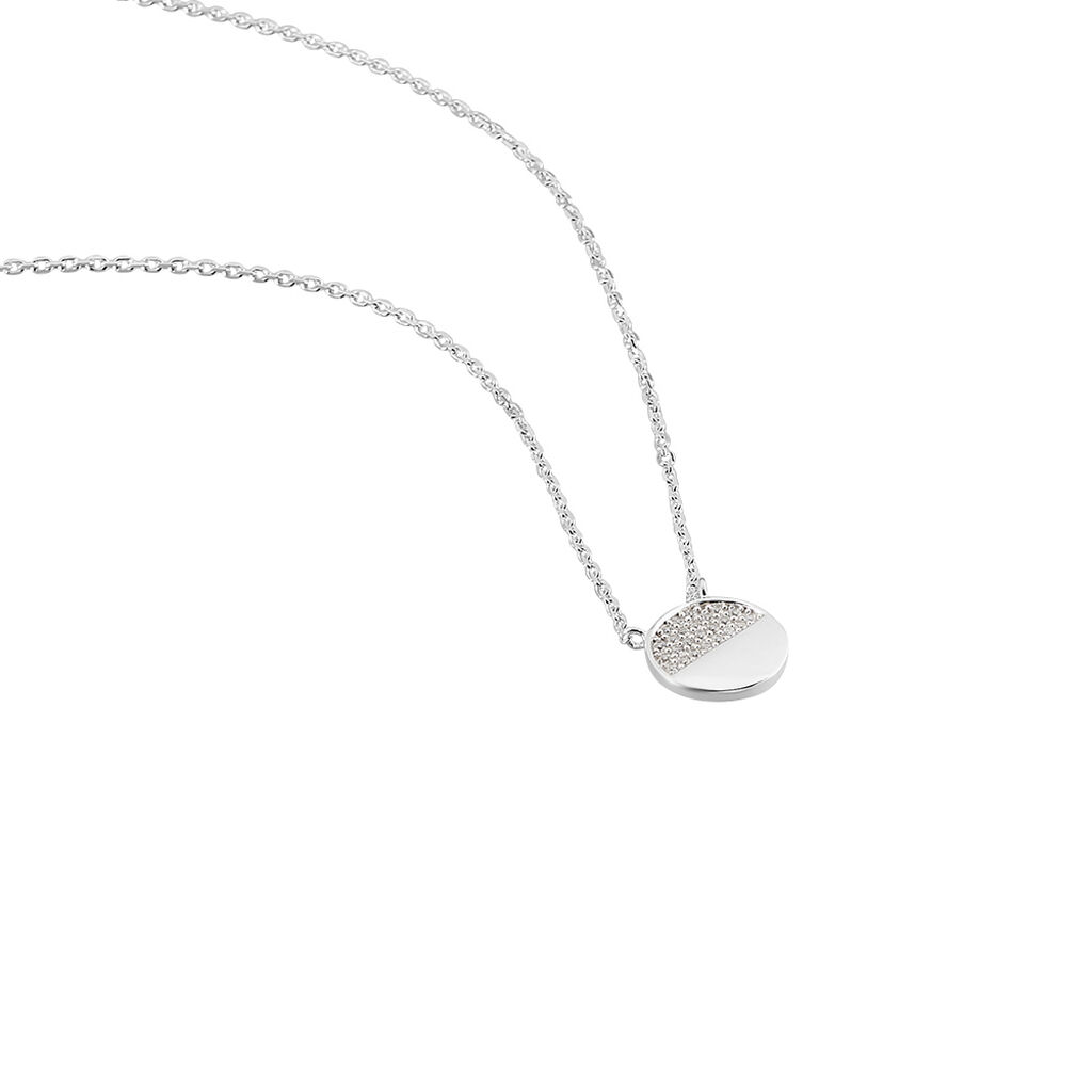 Collier Argent Rhodie Sybyl Forme Ronde Semi Pavage Oxydes - Spannringe Damen | OROVIVO