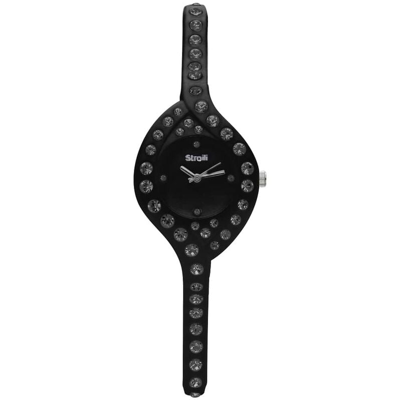 So Girly orologio solo tempo in silicone nero e cristalli con quadrante nero - Spannringe Damen | OROVIVO