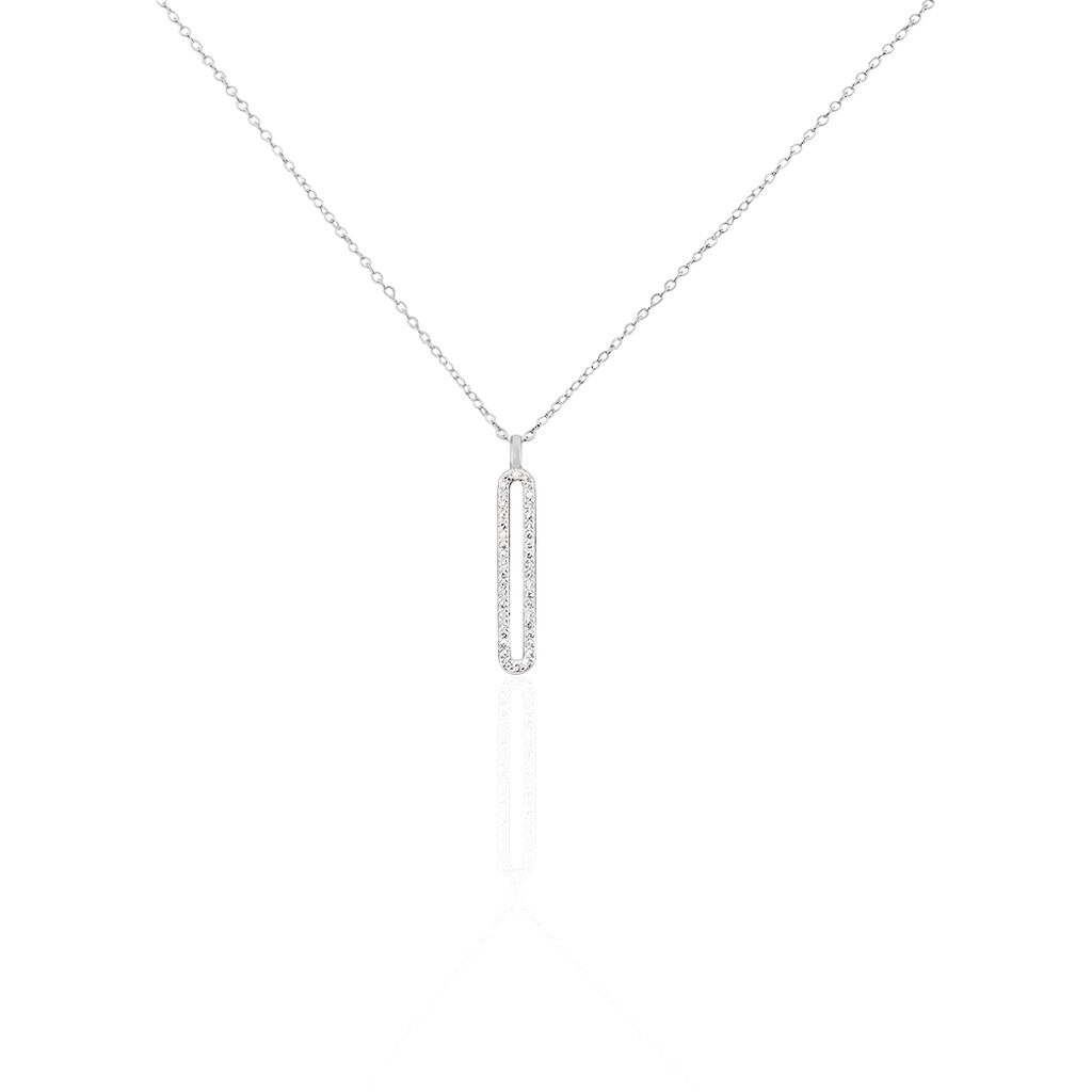 IVONA Damen Collier Silber 925 Zirkonia Weiß 0,15 ct Rechteckig, Collier mit Stein