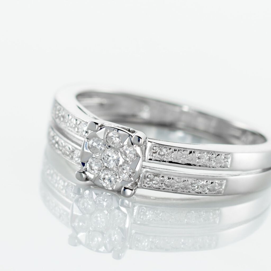 Imponi Damen Ring Wei&szlig;gold 375 (9 Karat) Diamant Wei&szlig; 0,020 ct