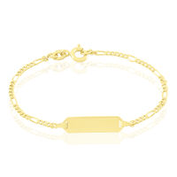Kinder Id Armband Figarokette Gold 375 Gravierbar