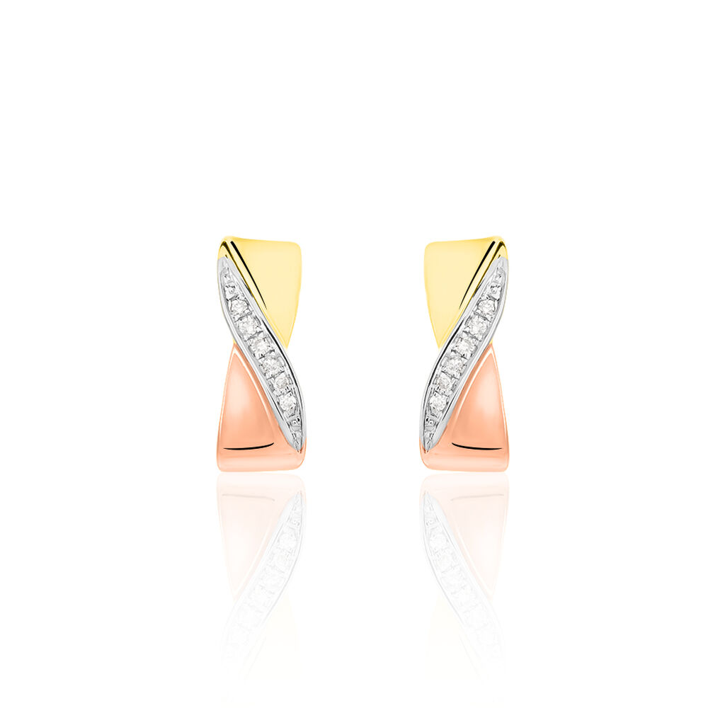Damen Creolen Gold Tricolor 375 Diamant 0,05ct Latta  - Creolen Damen | OROVIVO