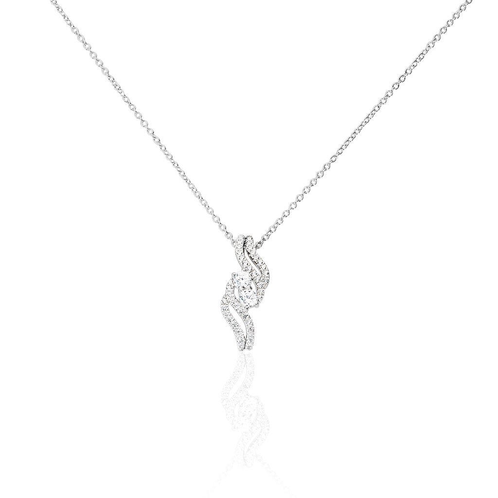 🦚 Damen Halskette Silber 925 Zirkonia Massa, Collier mit Stein