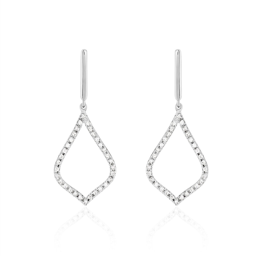 Boucles D'oreilles Pendantes Pola Or Blanc Diamant - Spannringe Damen | OROVIVO