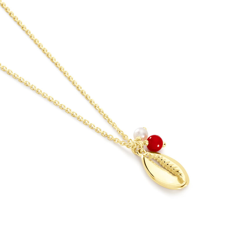 Collier Vitamin Sea Or Jaune Perle De Culture Corail - Spannringe Damen | OROVIVO