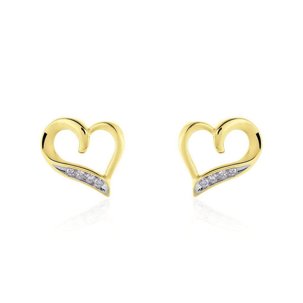 Herz Hanne Damen Ohrstecker Gold 375 (9 Karat) Diamant Wei&szlig; 0,04 ct Herz