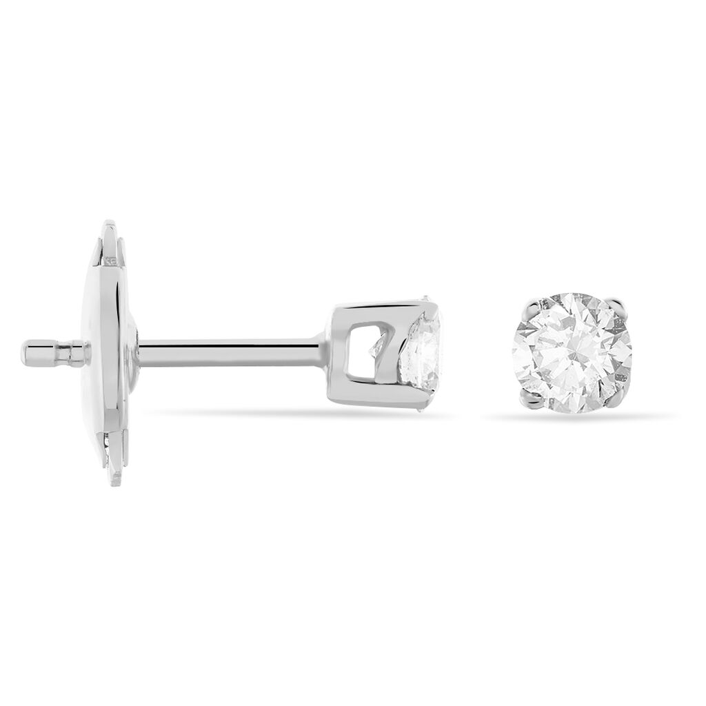 Boucles D'oreilles Or Blanc Victoria Puces Diamants - Spannringe Damen | OROVIVO
