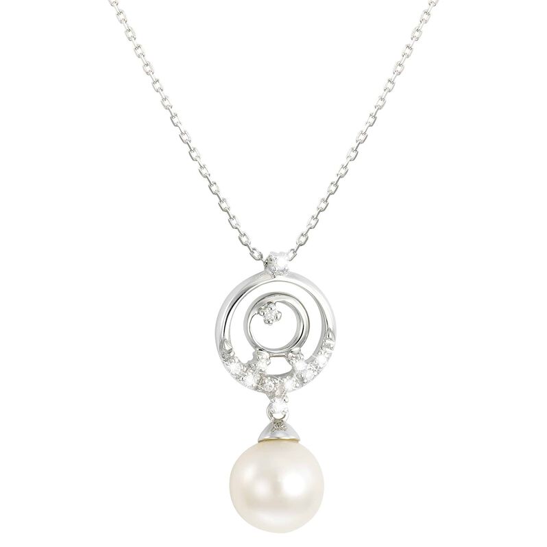 Girocollo in oro bianco, perla e diamanti 0,07 ct - Spannringe Damen | OROVIVO