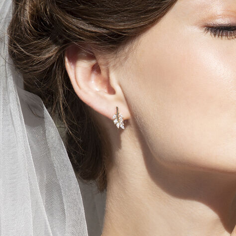 HINNA Damen Ohrstecker Gold 375 (9 Karat) Zirkonia Weiß 1,75 ct Blatt - Ohrstecker  | OROVIVO