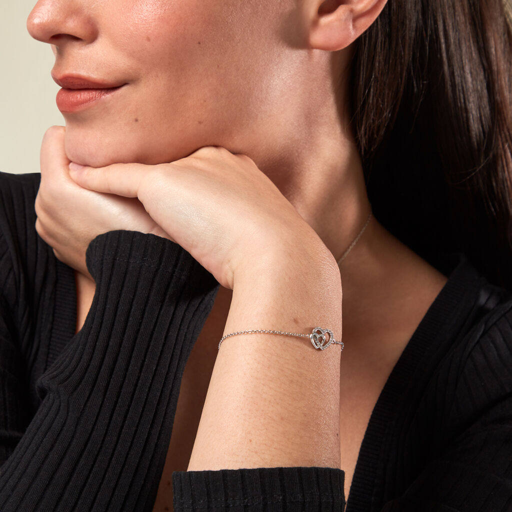 Damen Armband Silber 925 Zirkonia Herz Marina 50 - Armbänder mit Anhänger Damen | OROVIVO