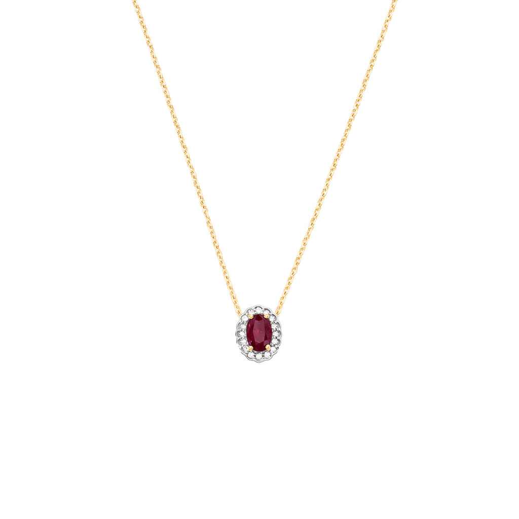 EDELGARD Damen Collier Gold 585 (14 Karat) Rubin Rot 0,55 ct Oval B 4 mm