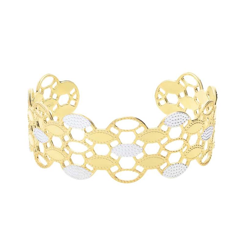 Bracciale rigido medium in bronzo dorato con cerchi - Spannringe Damen | OROVIVO