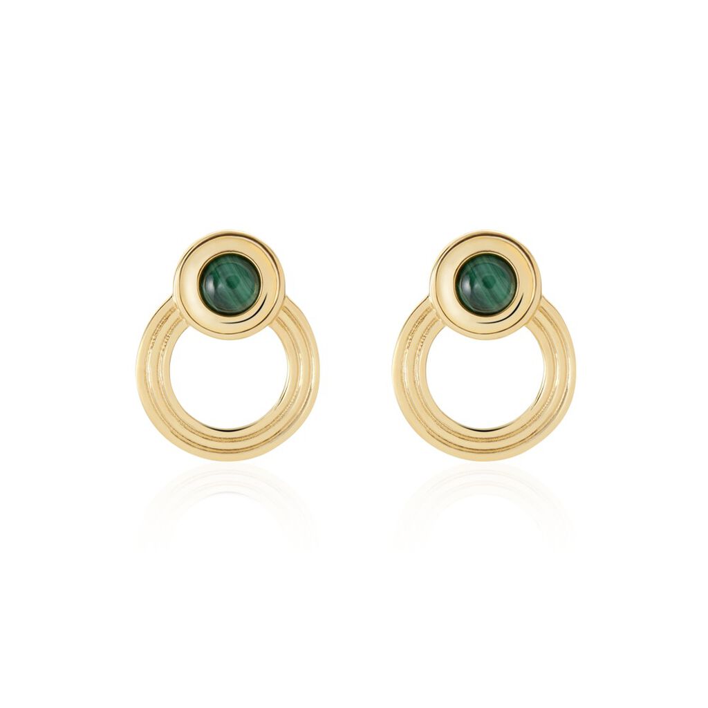 Thumbnail - Damen Ohrstecker Messing Gold 750 plattiert, Ohrschmuck mit Stein