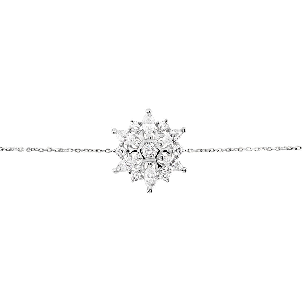 Bracelet Or Weiss Allassane Forme Flocon Oxydes De Zirconium 18.5cm - Spannringe Damen | OROVIVO