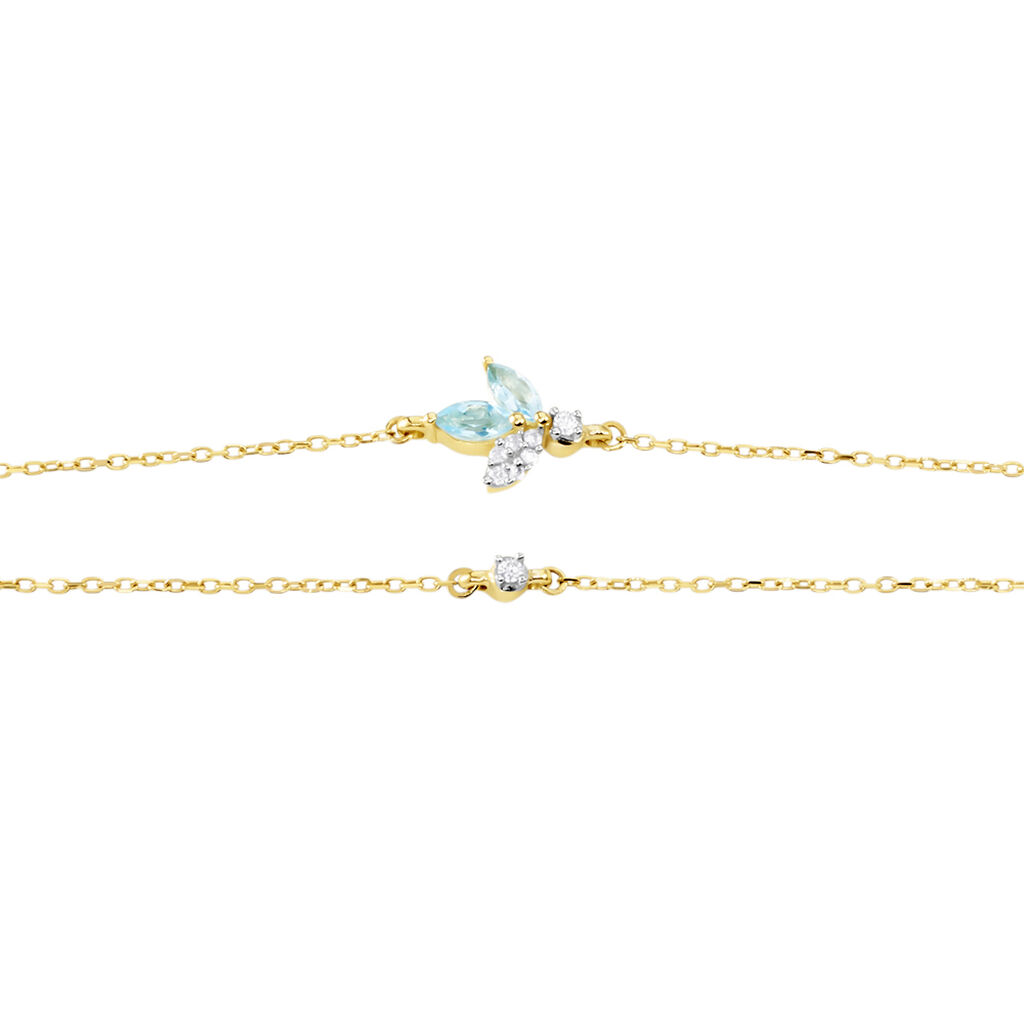 Santorini Damen Armband Gold 375 (9 Karat) Topas Swiss Blue 0,24 ct Blume