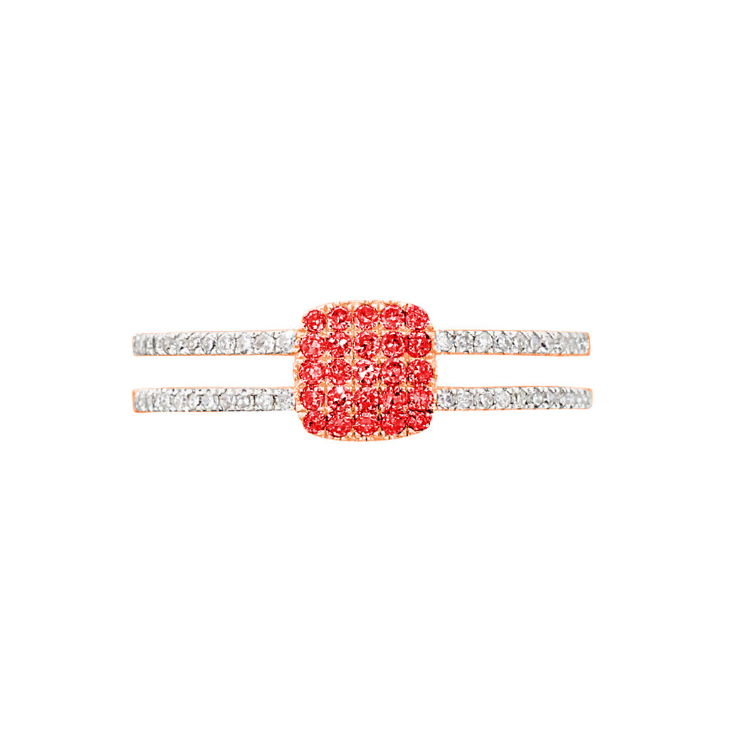 Bague Aude Or Rose Rubis Et Diamant - Spannringe Damen | OROVIVO
