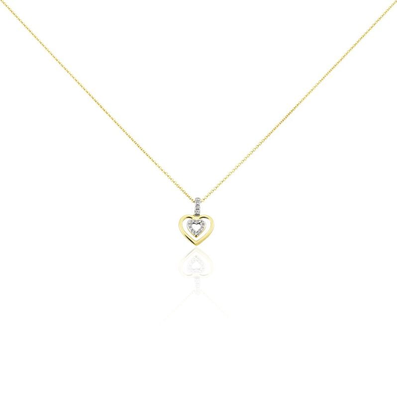 Herz in Herz Damen Collier Gold 375 (9 Karat) Diamant Wei&szlig; 0,03 ct Herz B 0,95 mm - Halsketten Damen | OROVIVO