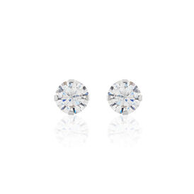 Damen Ohrstecker Weißgold 375 Zirkonia 6mm - Ohrstecker Damen | OROVIVO